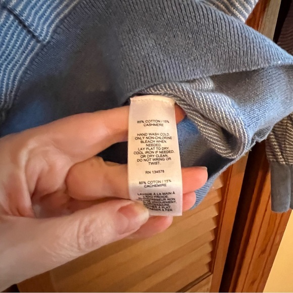 Vineyard Vines Mens Fish Bones Thaxter Cashmere Blend Quarter Zip Blue Sz Large - Picture 5 of 7